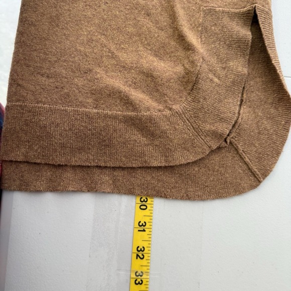 J Crew Sweater Womens M Brown Merino Wool Blend Tunic Side Slits Casual Preppy - Picture 10 of 10